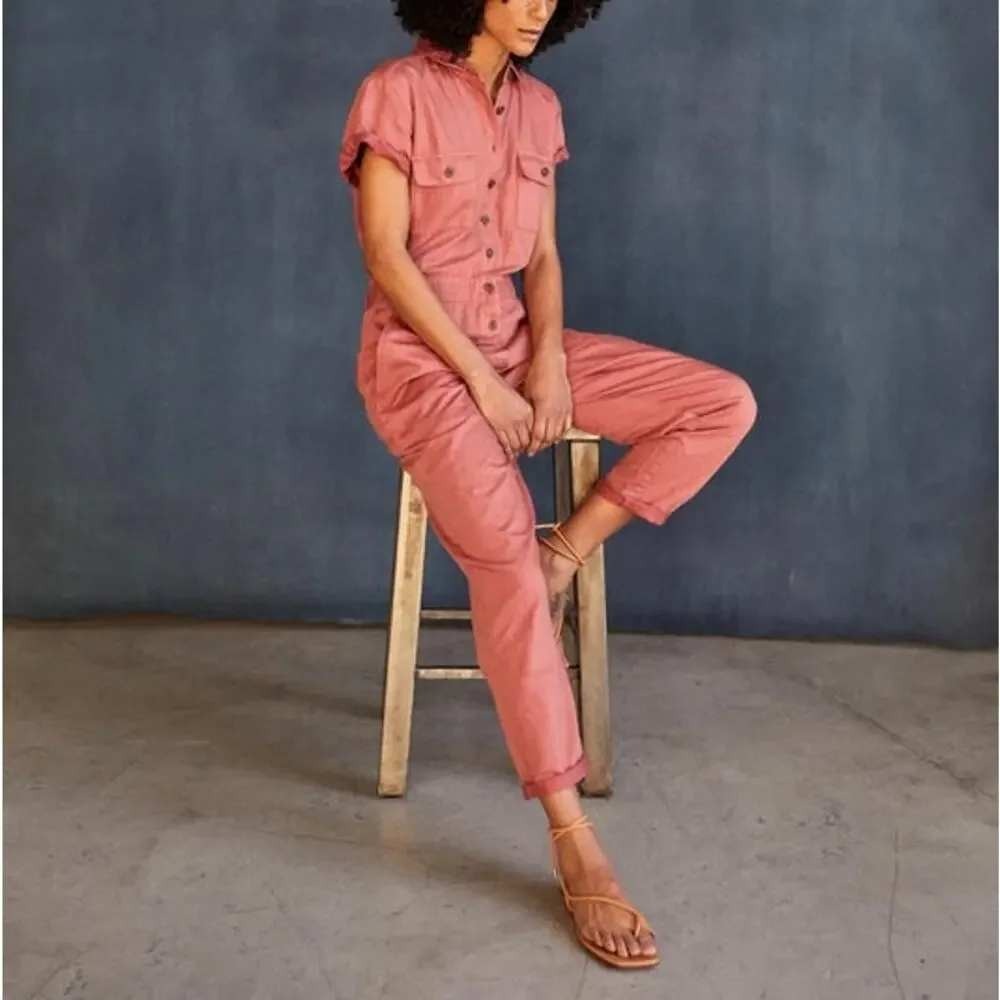 OUTERKNOWN S.E.A. Suit Jumpsuit Women XXL Red Utility Short Sleeve Boilersuit